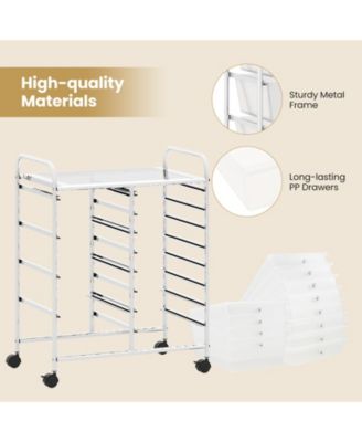 12-Drawer Utility Rolling Cart with Tiered Storage