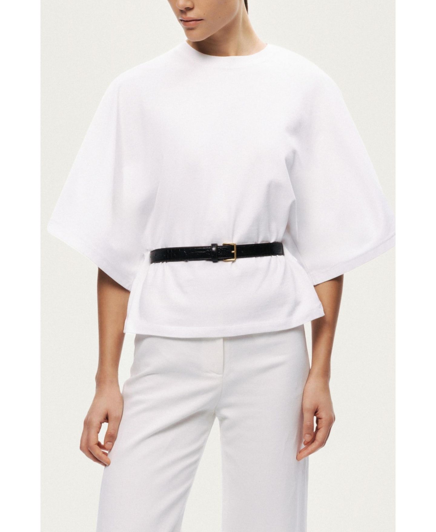 Женская футболка NOCTURNE Belted Oversized, цвет: Белый — фото 1