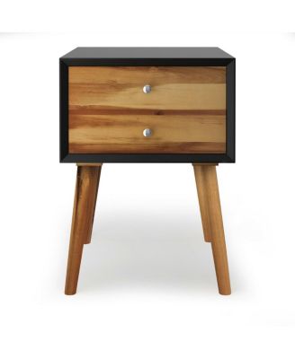 Mid-Century Wooden Multipurpose End Table with 2 Storage Drawers
