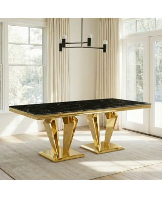 Marble Dining Table with Steel Base