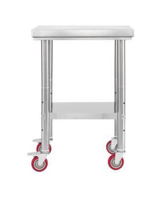 Stainless Steel Prep Table on Wheels with Adjustable Undershelf, 24 x 18 x 34 in