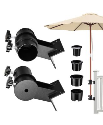 Deck Umbrella Mount Holder Bracket Height Flexible for Patio Railing Balcony Courtyard Poolside Mobile Cart Black Corner