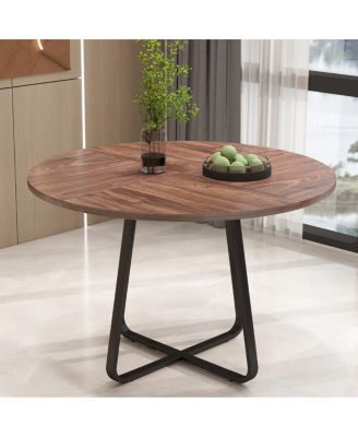 Round Dining Table for 4-6, MDF and Metal Legs