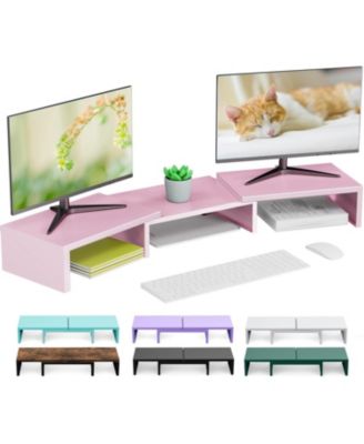 Dual Monitor Stand Metal Riser Desktop Organizer