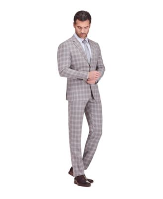 Men's Slim Fit 2 Piece Performance Stretch Plaid Suit