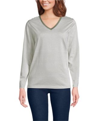Women's Tall Supima Cotton Long Sleeve V-Neck T-Shirt