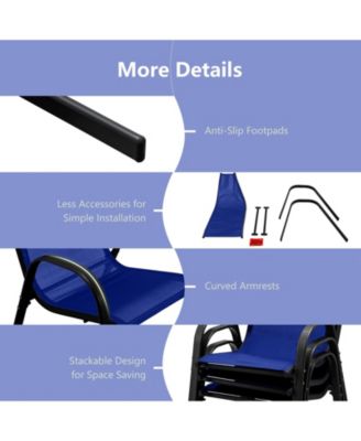 4 Pieces Stackable Patio Dining Chairs Set with Armrest