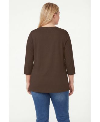 Plus Size Perfect Three-Quarter Sleeve V-Neck Tunic