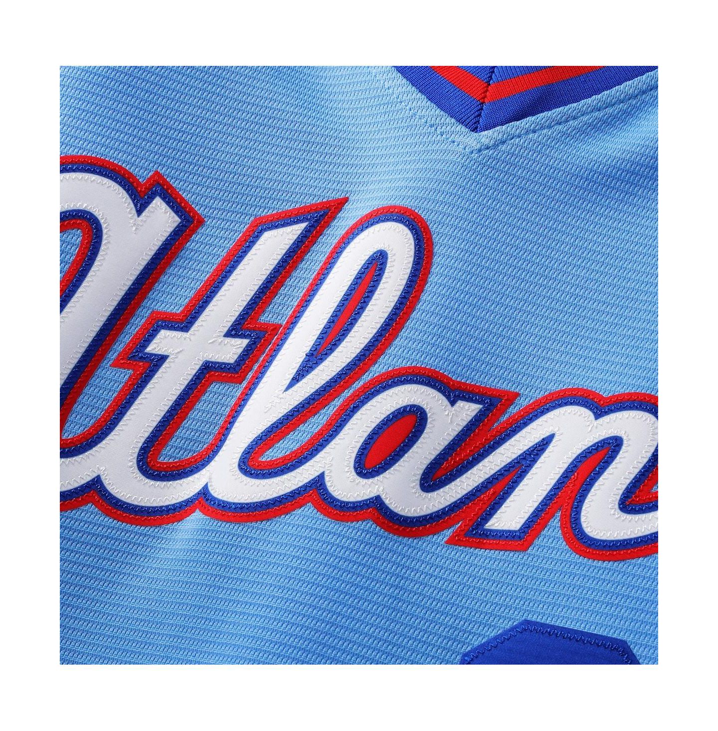 Мужской топ Nike Spencer Strider Powder Blue Atlanta Braves 2026 City Connect Stadium Jersey — фото 4