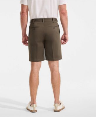 Men's No Iron 9" Comfort Waist Pleated Front Chino Short