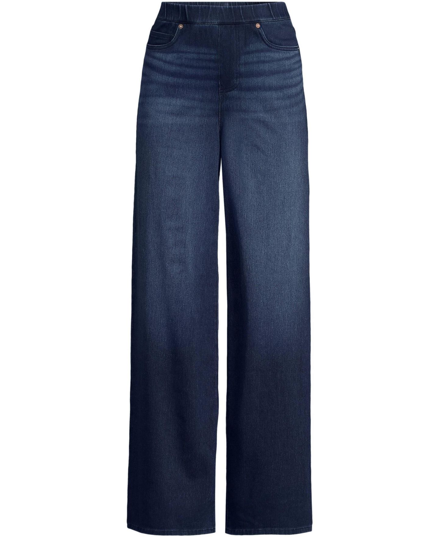 Женские джинсы Lands' End Plus Size Starfish Denim High Rise Wide Leg, цвет: Индиго синий варёный — фото 3