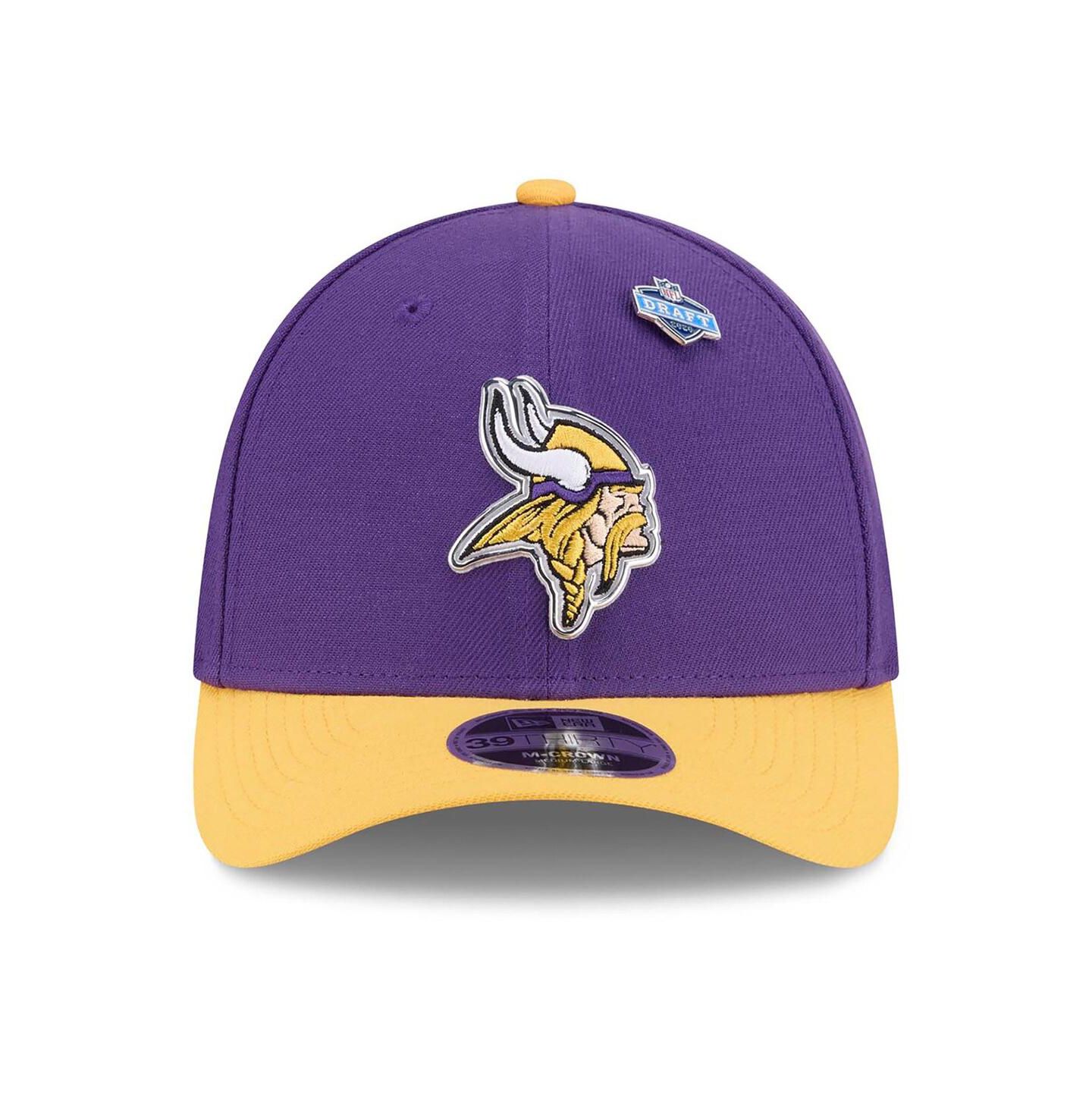Мужская кепка New Era Purple/Gold Minnesota Vikings 2026 NFL Draft 39THIRTY M-Crown Flex Hat — фото 2