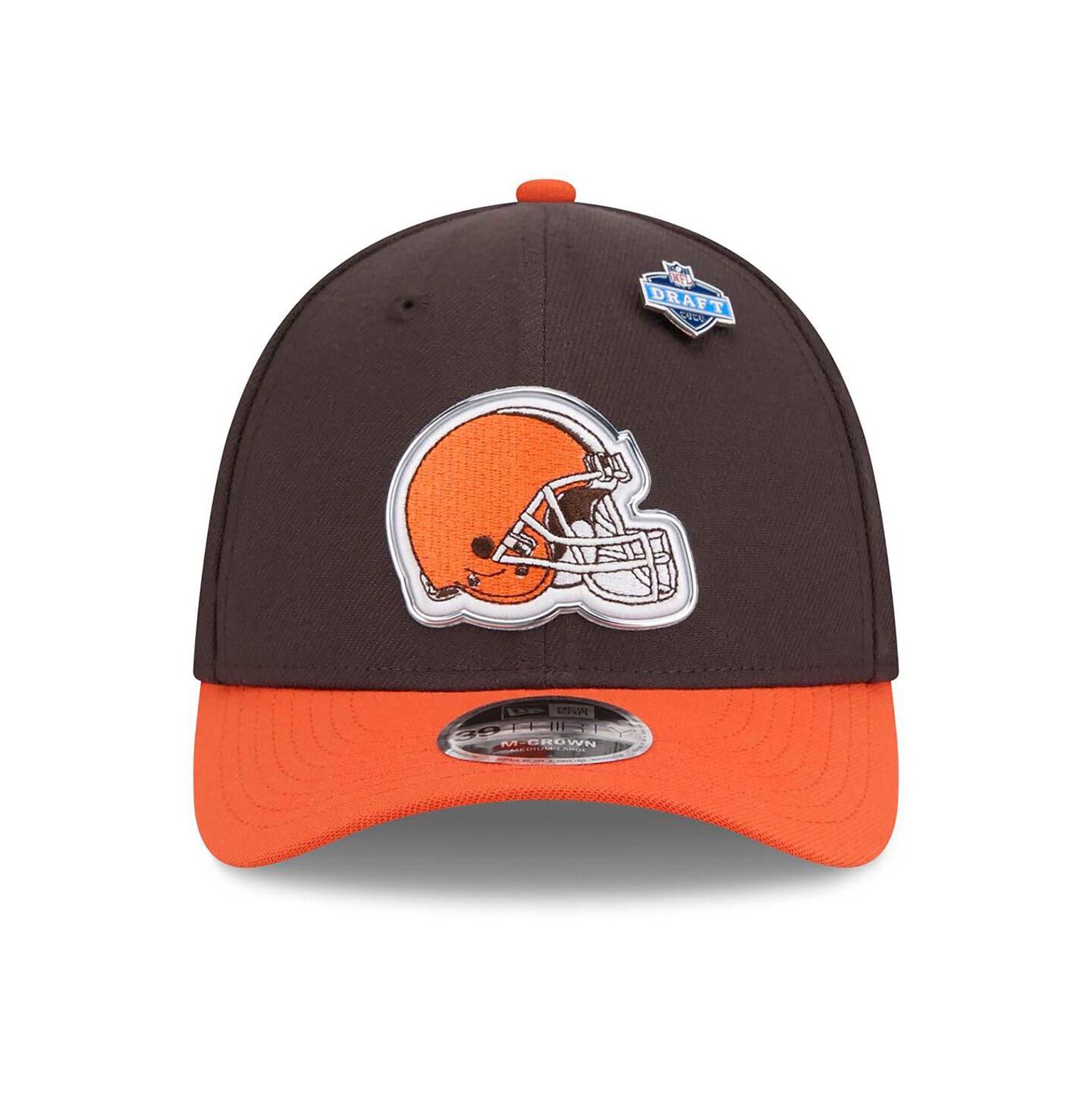 Мужская кепка New Era Brown/Orange Cleveland Browns 2026 NFL Draft 39THIRTY M-Crown Flex Hat — фото 2