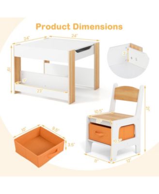 4-in-1 Kids Activity Table and 2 Chairs Set with Reversible Tabletop