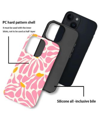 Case for iPhone 14 - 2-in-1 Dual-Layer Shockproof Protection, Colorful Flower Art Glossy Cover