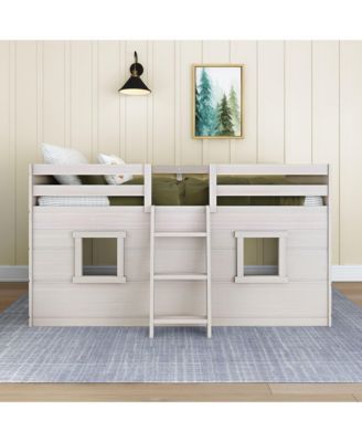 Max and Lily Farmhouse Twin Low Loft with 2 Windows
