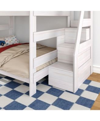 Max and Lily Modern Farmhouse Queen Over Queen Bunk Bed With Staircase