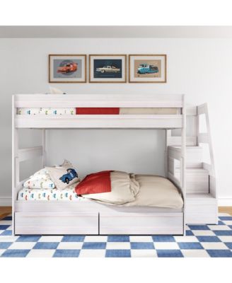 Max and Lily Modern Farmhouse Queen Over Bunk Bed With Staircase and Storage Drawers