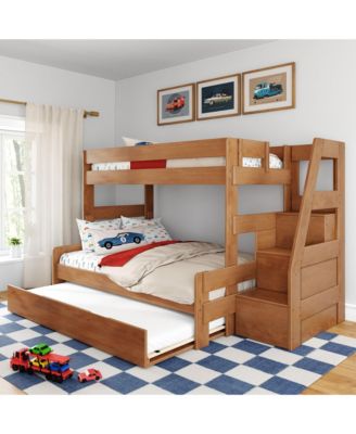 Max and Lily Modern Farmhouse Twin Over Full Bunk Bed With Staircase