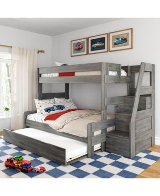 Max and Lily Modern Farmhouse Twin Over Full Bunk Bed With Staircase