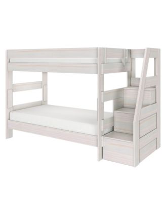 Max and Lily Modern Farmhouse Twin Over Twin Bunk Bed With Staircase