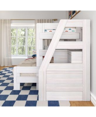 Modern Farmhouse Twin XL Over Queen Bunk Bed With Staircase