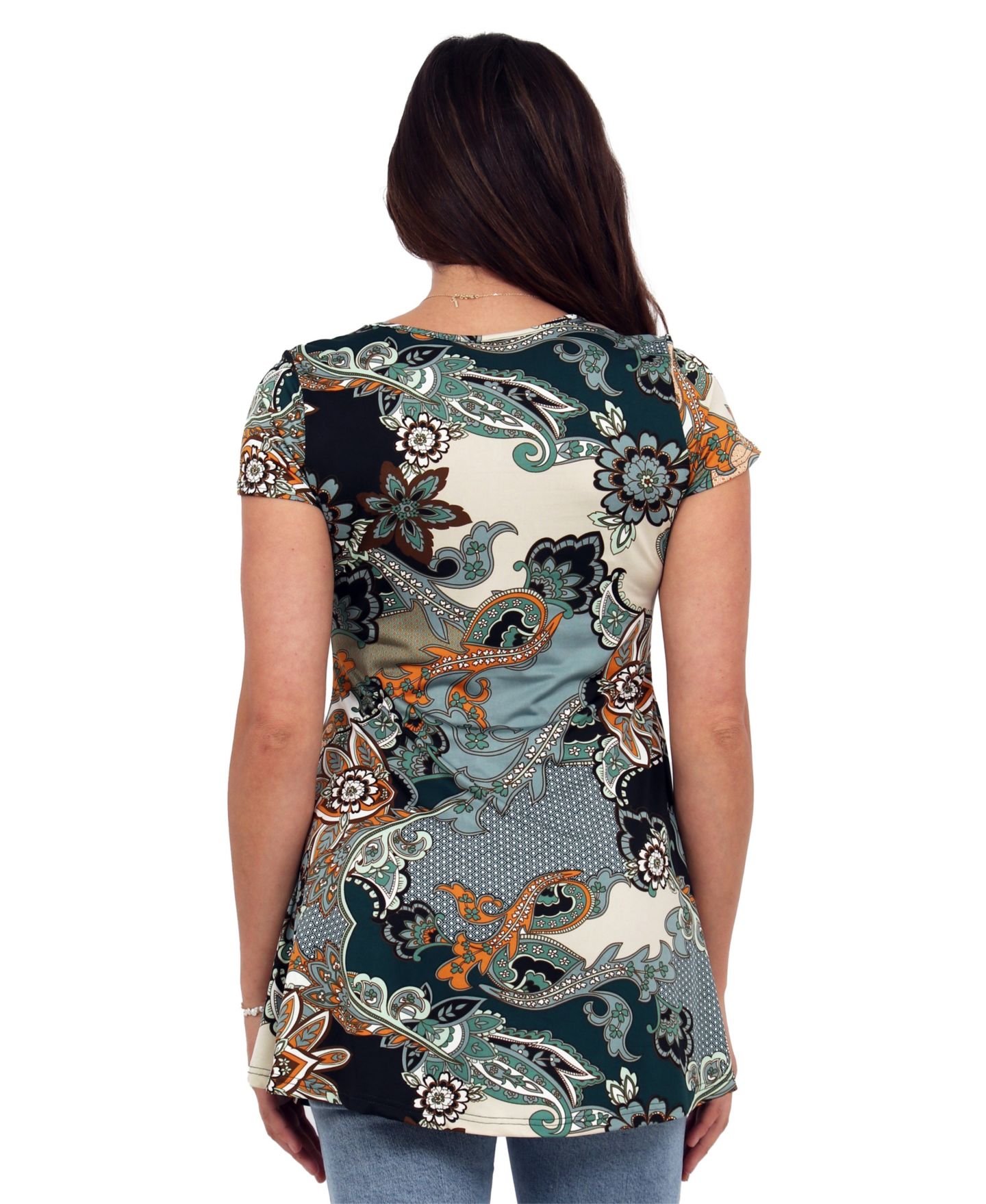 Женский топ 24seven Comfort Apparel Floral Print V-Neck, цвет: С принтом — фото 3