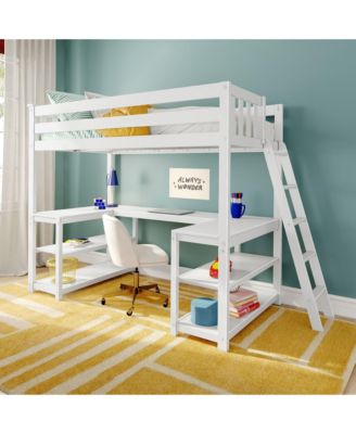 Max and Lily Classic Twin High Loft (Ladder on End) + Wraparound Desk
