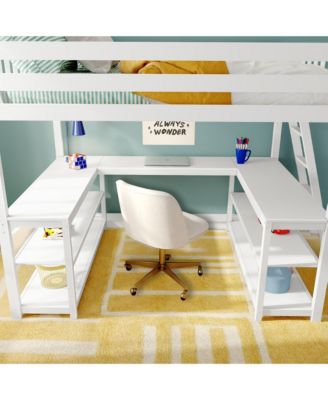 Max and Lily Classic Full High Loft with Wraparound Desk