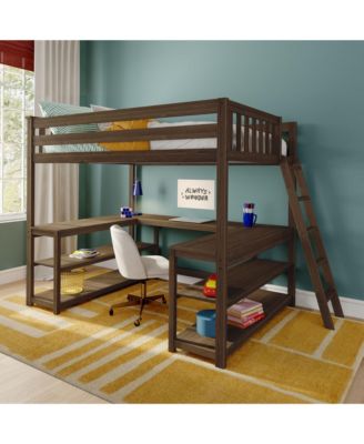 Max and Lily Classic Full High Loft with Wraparound Desk