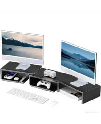 Desk Organizer Dual Monitor Stand Riser Shelf