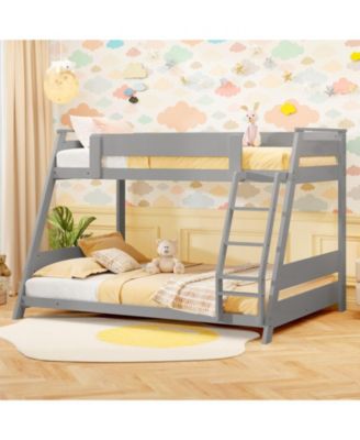 Solid Wood Twin Over Full Bunk Bed with Ladder
