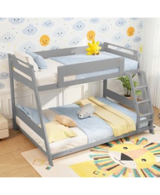Solid Wood Twin Over Full Bunk Bed with Ladder