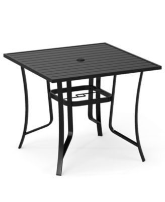 Square Outdoor Dining Table Metal with Umbrella Hole