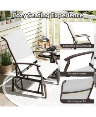 Outdoor Glider Patio Chairs Set of 2 with Ergonomic Backrest