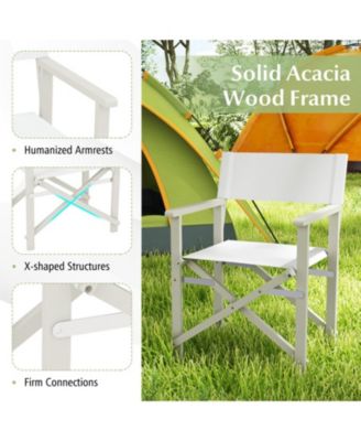 Folding Acacia Wood Director Chair with Washable Fabric Seat