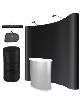 InstaHibit 10x8 Ft Pop Up Backdrop Booth Stand with Podium Table Counter Tradeshow