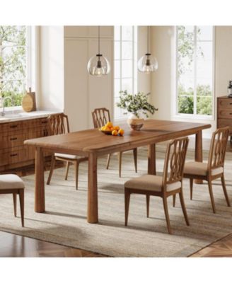 63'' Solid Wood Dining Table for 4 to 6, Farmhouse Kitchen Table, Rectangular Wood Dinner Table