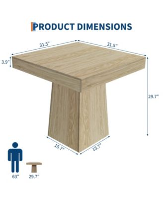 Space-Saving Square Dining Table for 4, Modern Farmhouse Style with Wooden Pedestal Base, 31.5" Table Ideal for Dining Room, Living Room