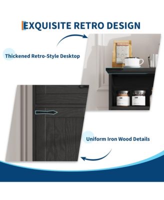 Farmhouse Bathroom Storage Cabinet - Wooden Furniture with Doors, Drawers and Adjustable Shelf - Rustic Organizer for Kitchen, Laundry