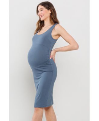 Maternity Bodycon Scoop Neck Sleeveless Knee Length Dress