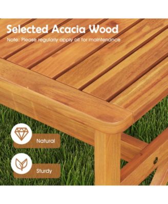 51 in Acacia Wood Outdoor Bench with Slatted Seat