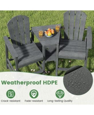 Two Seat Adirondack Chair with Connecting Tray for Outdoor Use