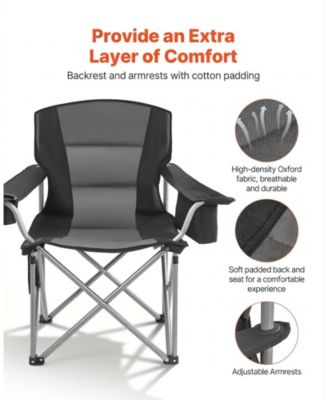 Heavy-Duty Folding Camping Chair With Padded Armrests Cooler Bag and 450 Lbs Capacity