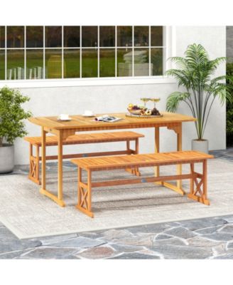 51 in Acacia Wood Outdoor Bench with Slatted Seat and High Capacity