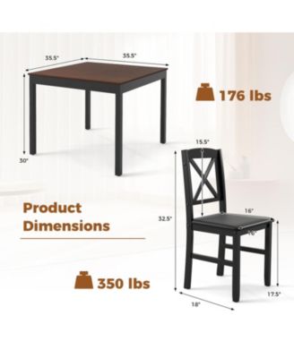 3-Piece Wooden Kitchen Table Set for 2 with Cross-Back Chairs