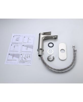 Brushed Nickel Single Handle Bathroom Faucet with Deck Plate Modern Vanity Sink Faucet Easy Control Durable Finish