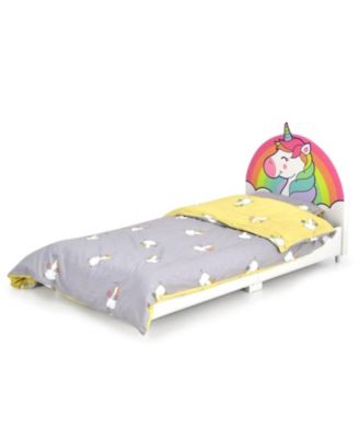 Kids Twin Upholstered Platform Bed with Padded Headboard