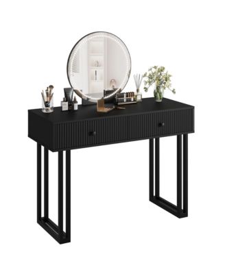 Modern Makeup Vanity Desk with Mirror and LED Lights - 3 Lighting Modes, Adjustable Brightness, 2 Storage Drawers, Sturdy Bedroom Furniture