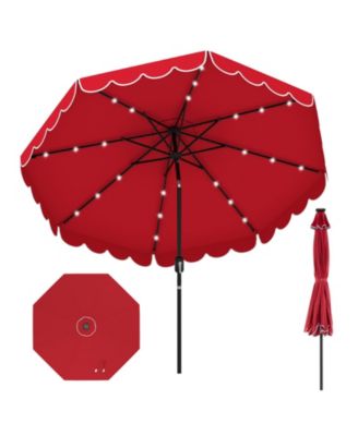 Outdoor Solar Umbrella with 24 LED Lights Vented Top